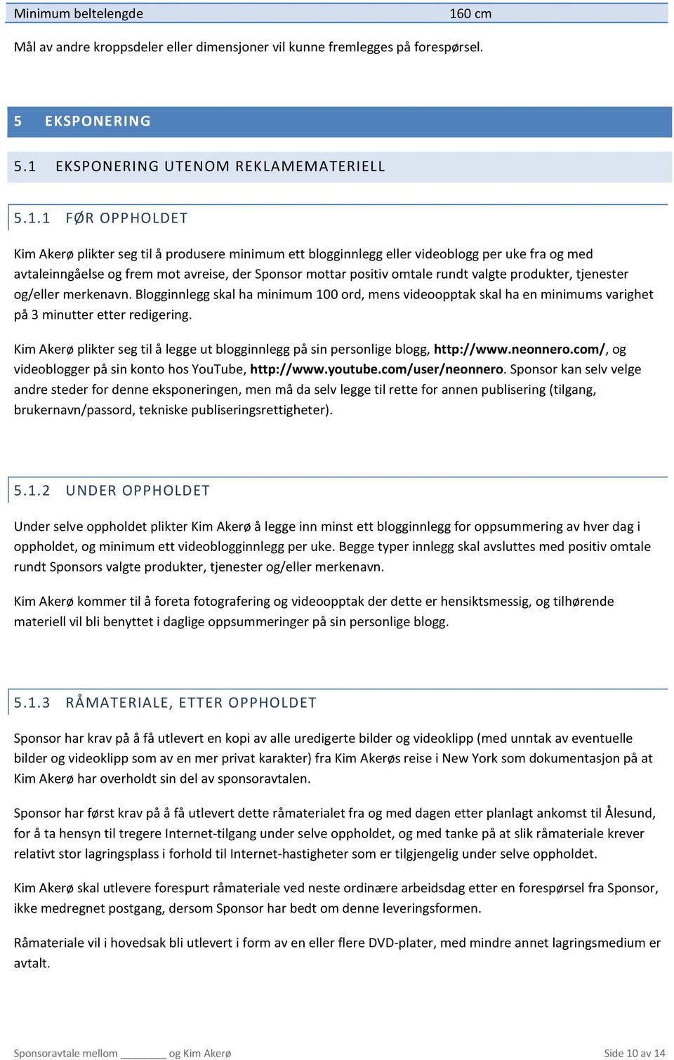 EKSPONERING UTENOM REKLAMEMATERIELL 5.1.