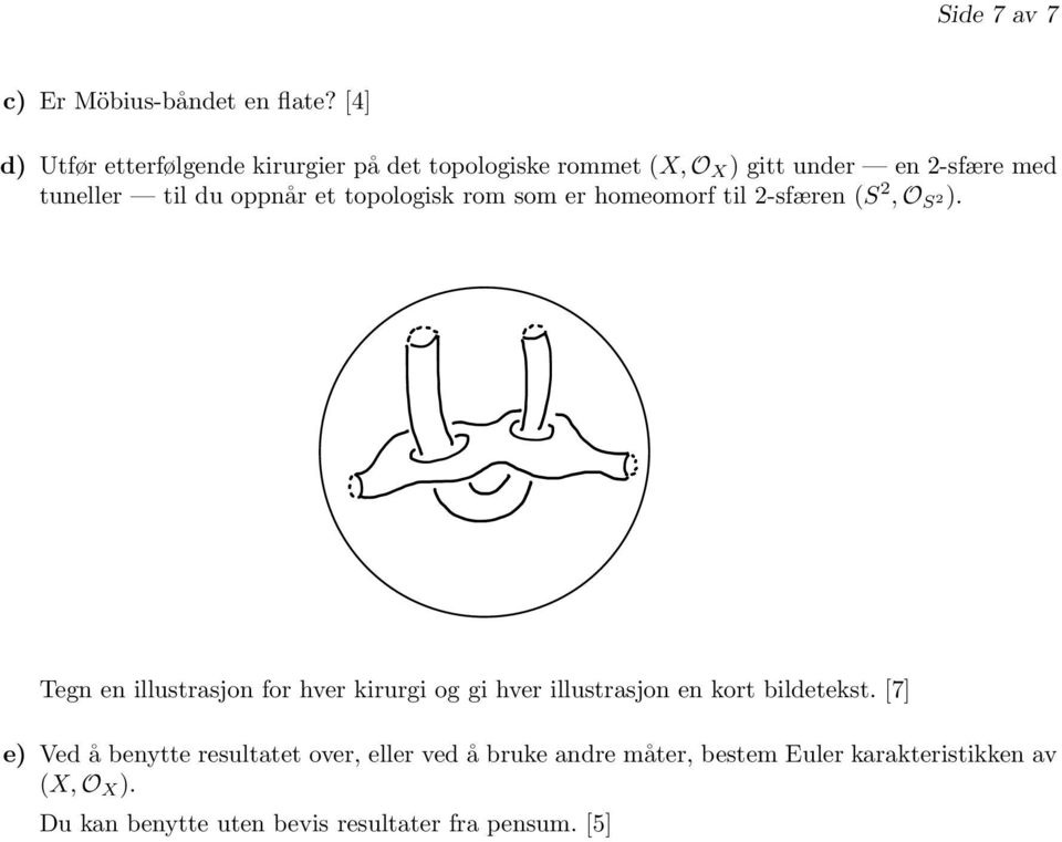 tuneller til du oppnår et topologisk rom som er homeomorf til 2-sfæren (S 2, O S 2).