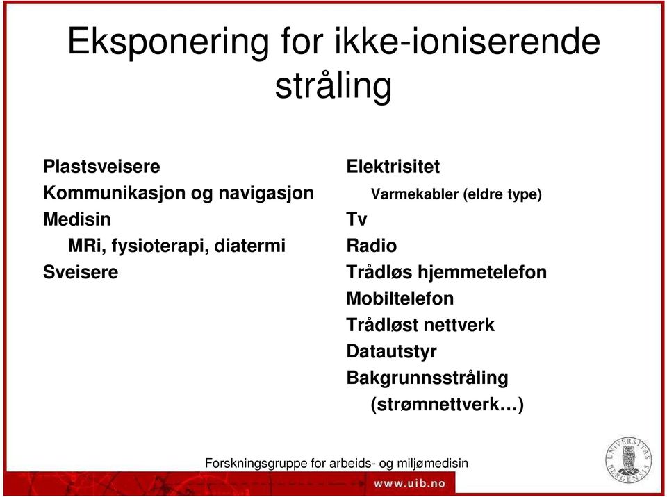 Sveisere Elektrisitet Varmekabler (eldre type) Tv Radio Trådløs