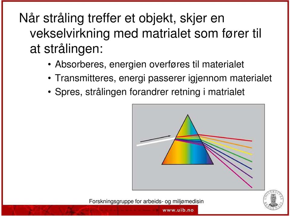 overføres til materialet Transmitteres, energi passerer