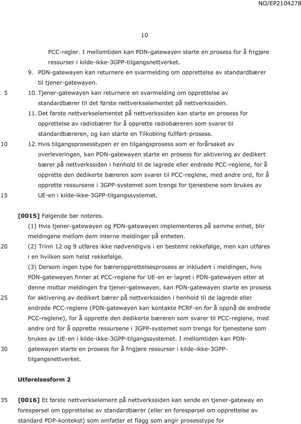 . Tjener-gatewayen kan returnere en svarmelding om opprettelse av standardbærer til det første nettverkselementet på nettverkssiden. 11.