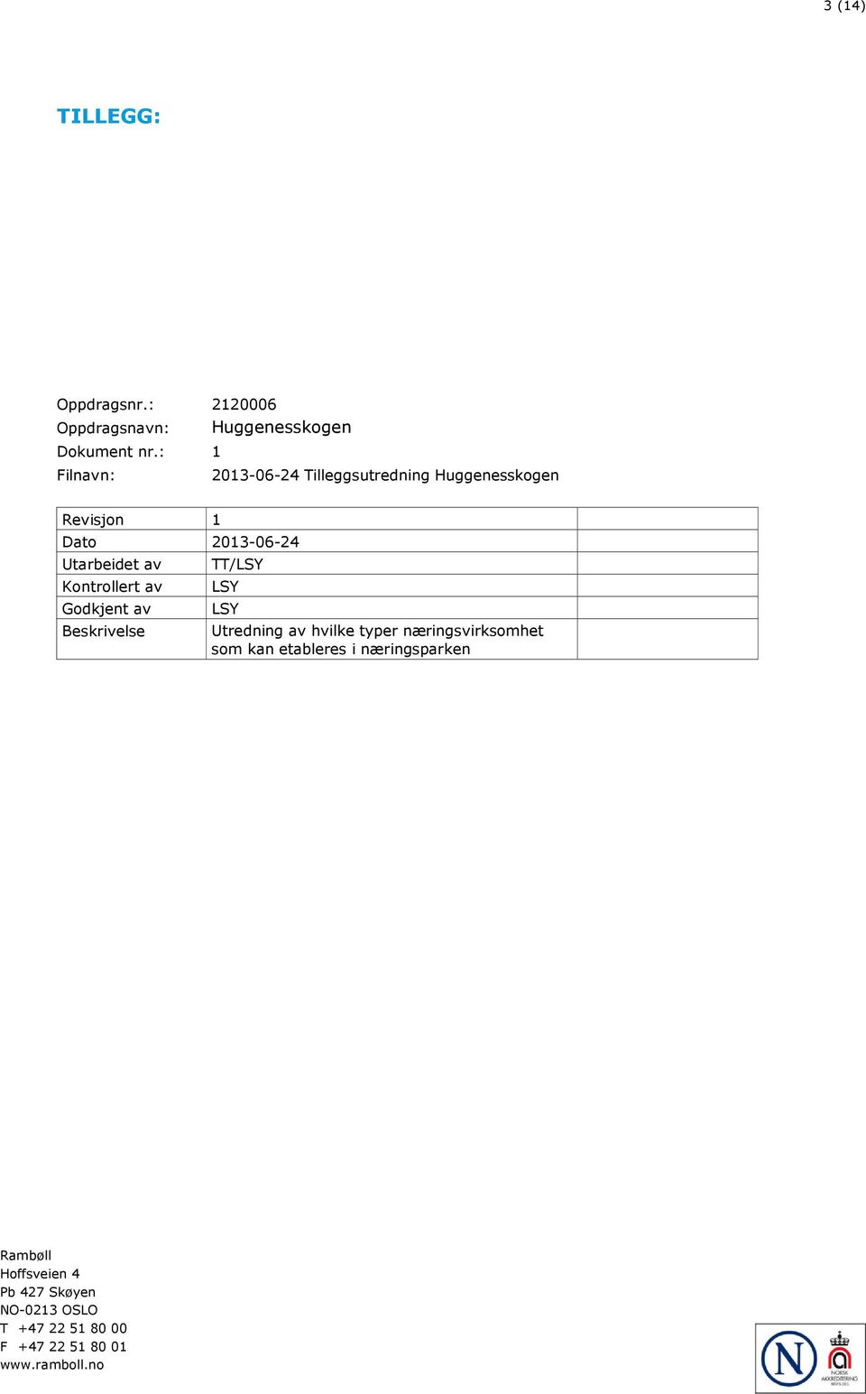 Kontrollert av Godkjent av Beskrivelse TT/LSY LSY LSY Utredning av hvilke typer næringsvirksomhet som