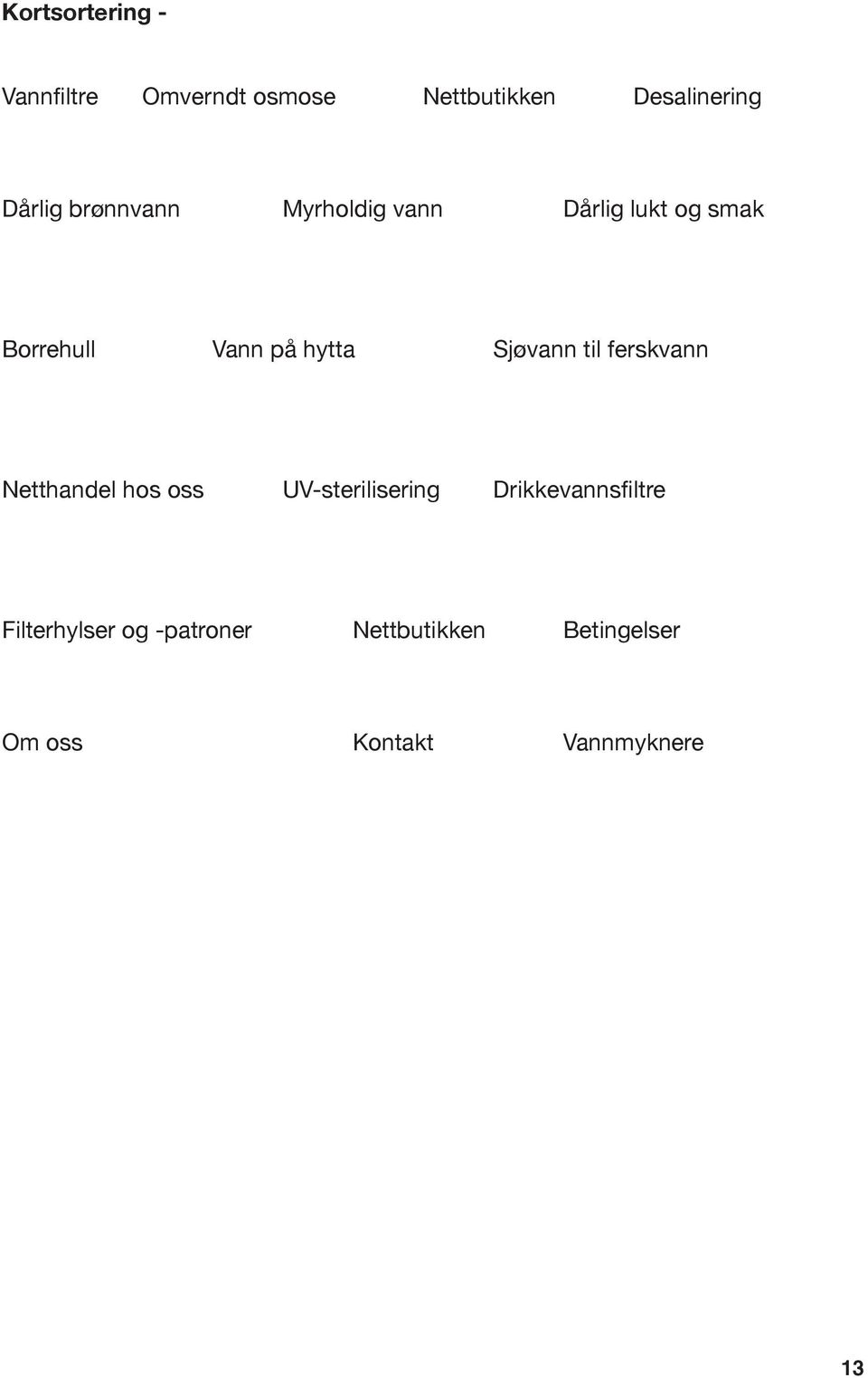 Sjøvann til ferskvann Netthandel hos oss UV-sterilisering Drikkevannsfiltre