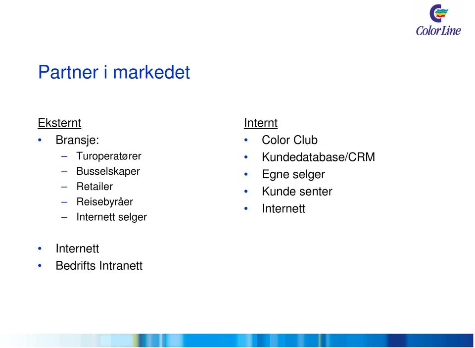 Internt Color Club Kundedatabase/CRM Egne selger