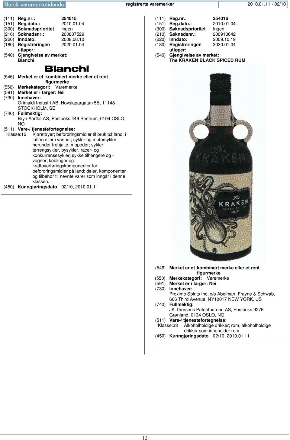 SPICED RUM (546) Merket er et kombinert merke eller et rent figurmerke (591) Merket er i farger: Nei Grimaldi Industri AB, Hovslagargatan 5B, 11148 STOCKHOLM, SE Bryn Aarflot AS, Postboks 449