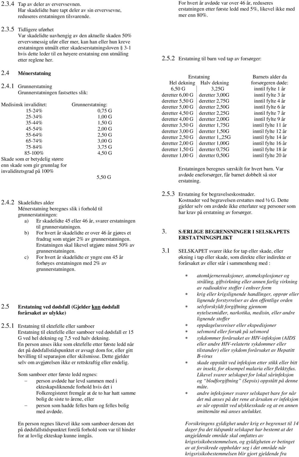 5 Tidligere uførhet Var skadelidte uavhengig av den aktuelle skaden 50% ervervsmessig ufør eller mer, kan han eller hun kreve erstatningen utmålt etter skadeserstatningsloven 3-1 hvis dette leder til