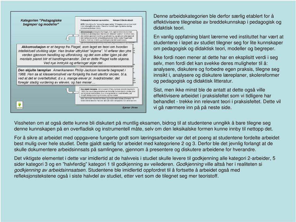 Ikke fordi noen mener at dette har en eksplisitt verdi i seg selv, men fordi det kan svekke deres muligheter til å: analysere, diskutere og forbedre egen praksis, tilegne seg innsikt i, analysere og