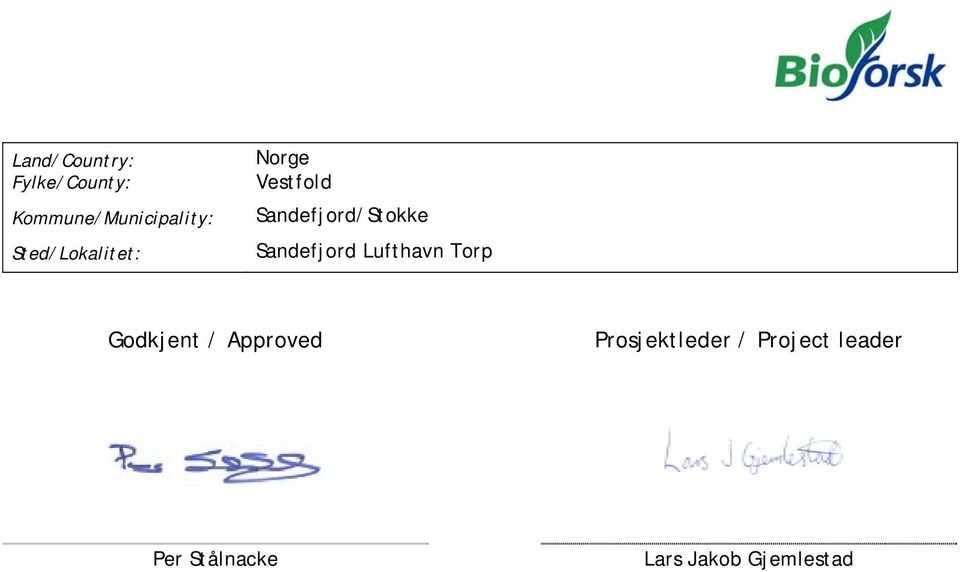 Sandefjord Lufthavn Torp Godkjent / Approved