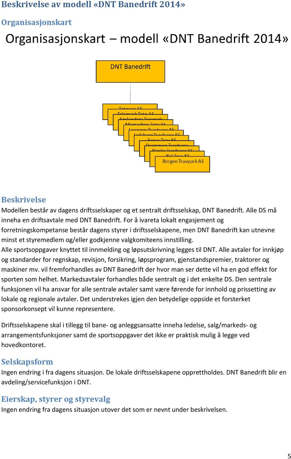 For å ivareta lokalt engasjement og forretningskompetanse består dagens styrer i driftsselskapene, men DNT Banedrift kan utnevne minst et styremedlem og/eller godkjenne valgkomiteens innstilling.