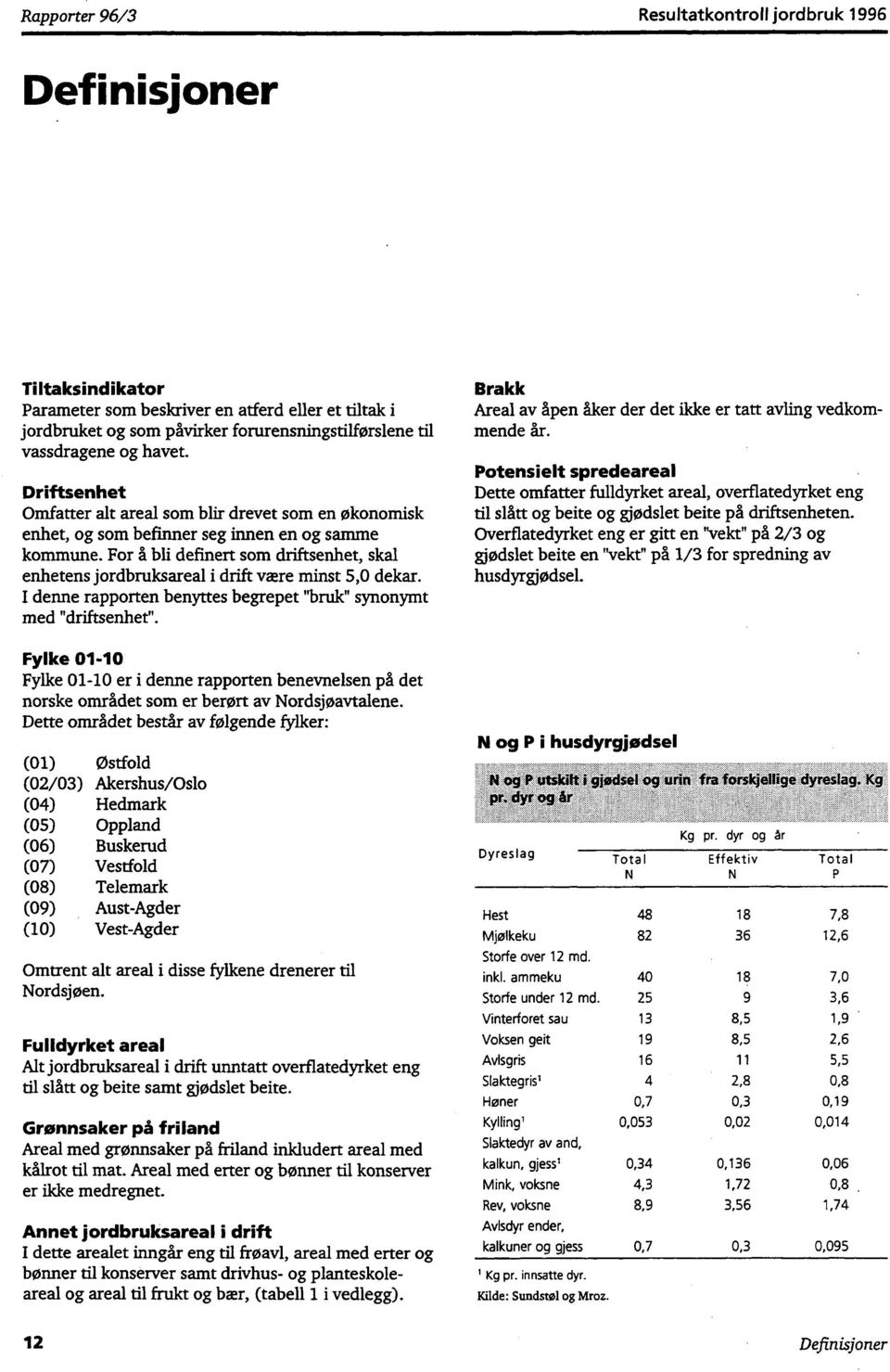 For å bli definert som driftsenhet, skal enhetens jordbruksareal i drift være minst 5,0 dekar. I denne rapporten benyttes begrepet "bruk" synonymt med "driftsenhet".