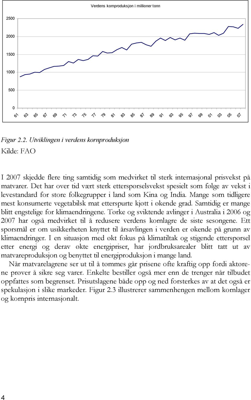 Det har over tid vært sterk etterspørselsvekst spesielt som følge av vekst i levestandard for store folkegrupper i land som Kina og India.