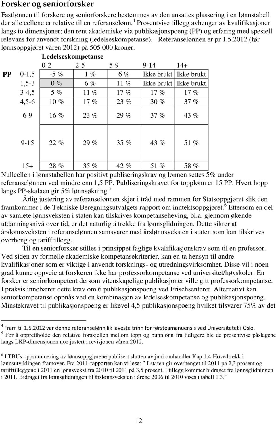 Referanselønnen er pr 1.5.2012 (før lønnsoppgjøret våren 2012) på 505 000 kroner.