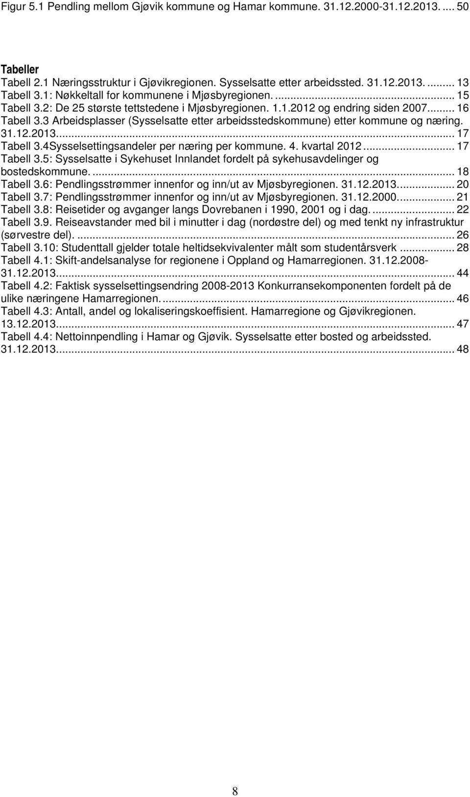 3 Arbeidsplasser (Sysselsatte etter arbeidsstedskommune) etter kommune og næring. 31.12.2013.... 17 Tabell 3.4Sysselsettingsandeler per næring per kommune. 4. kvartal 2012... 17 Tabell 3.5: Sysselsatte i Sykehuset Innlandet fordelt på sykehusavdelinger og bostedskommune.