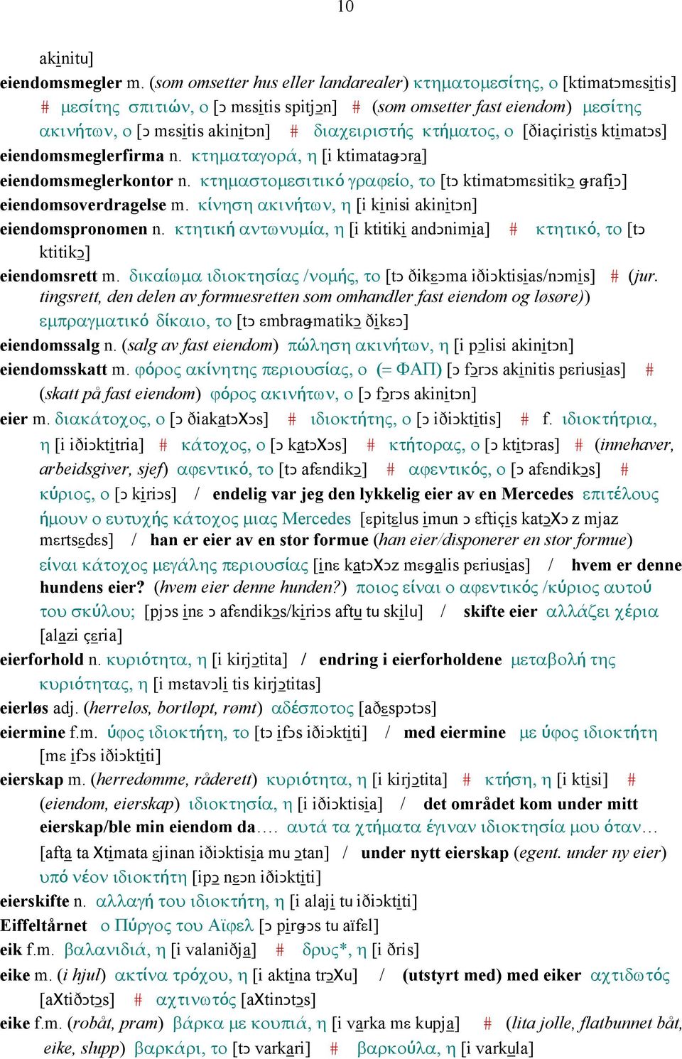 κτήµατος, ο [ðiaçiristis ktimatǥs] eiendomsmeglerfirma n. κτηµαταγορά, η [i ktimataǅǥra] eiendomsmeglerkontor n. κτηµαστοµεσιτικό γραϕείο, το [tǥ ktimatǥmεsitikǥ ǅrafiǤ] eiendomsoverdragelse m.