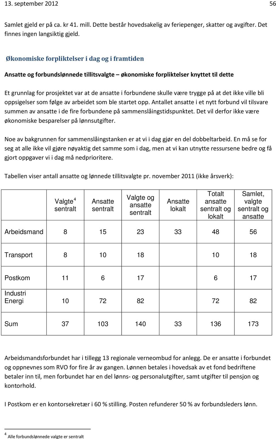 trygge på at det ikke ville bli oppsigelser som følge av arbeidet som ble startet opp.