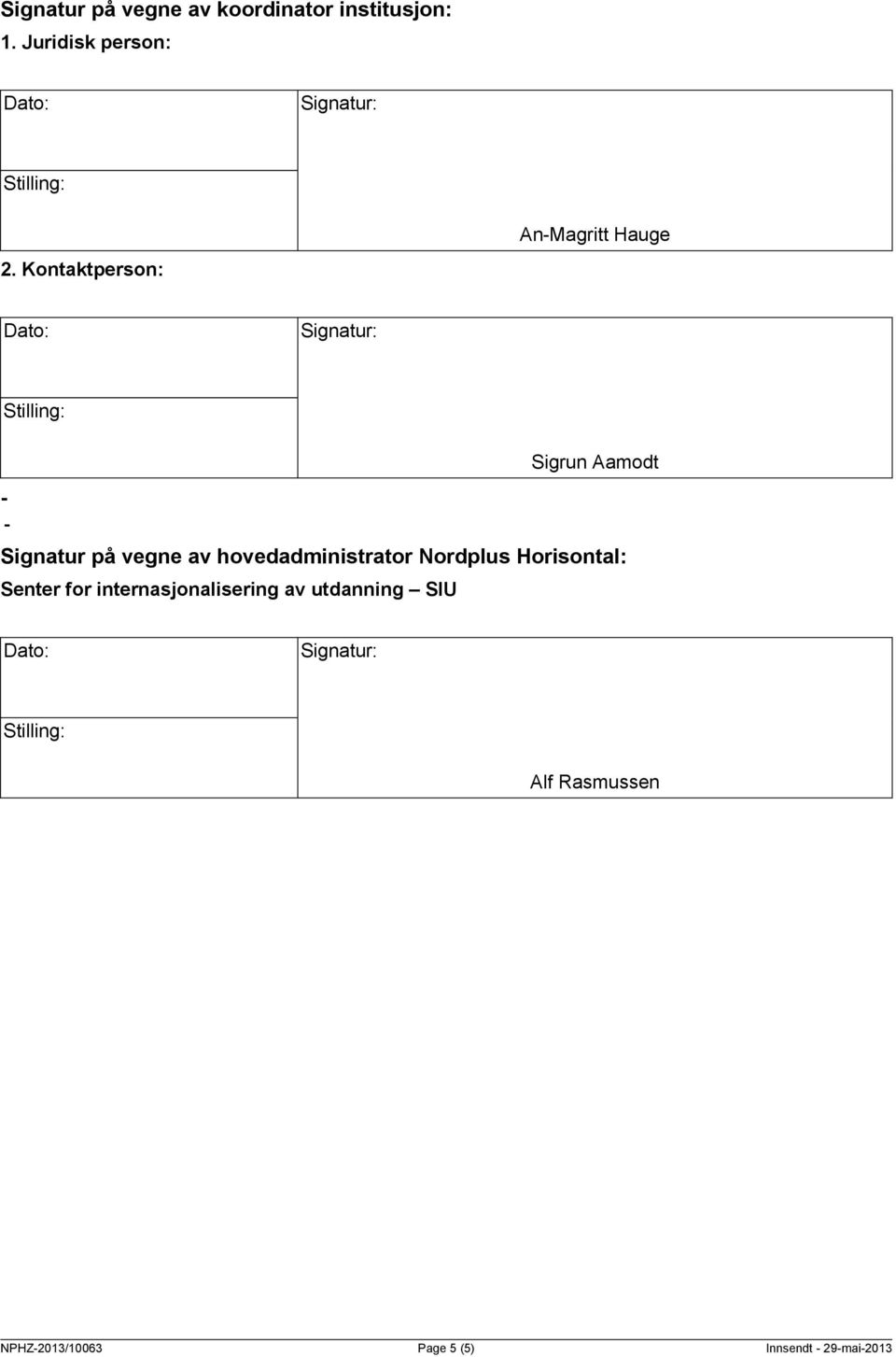 AnMagritt Hauge Sigrun Aamodt Signatur på vegne av