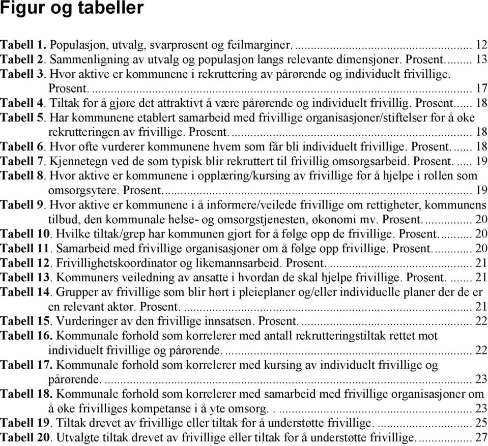 Har kommunene etablert samarbeid med frivillige organisasjoner/stiftelser for å øke rekrutteringen av frivillige. Prosent... 18 Tabell 6.