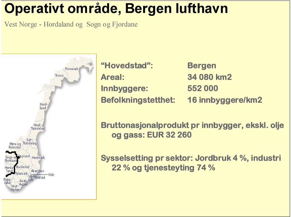 16 innbyggere/km2 Bruttonasjonalprodukt pr innbygger, ekskl.