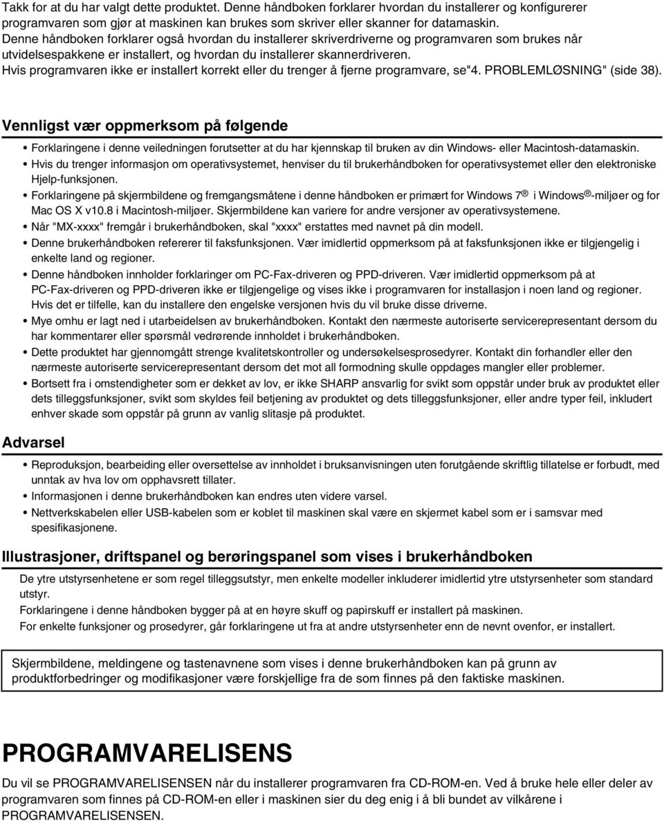 Hvis programvaren ikke er installert korrekt eller du trenger å fjerne programvare, se"4. PROBLEMLØSNING" (side 38).