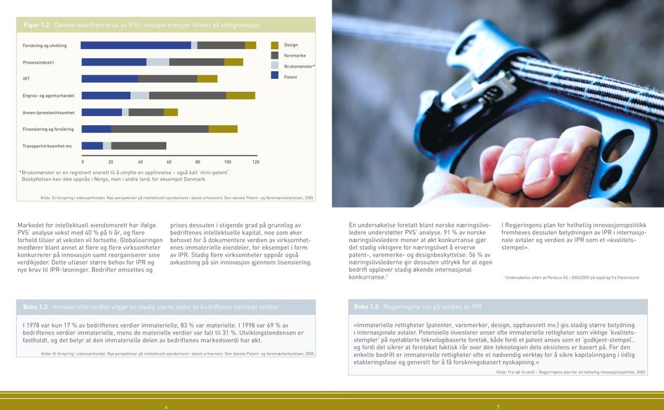 Den danske Patent- og Varemærkestyrelsen, 2005 Markedet for intellektuell eiendomsrett har ifølge PVS analyse vokst med 40 % på ti år, og flere forhold tilsier at veksten vil fortsette.