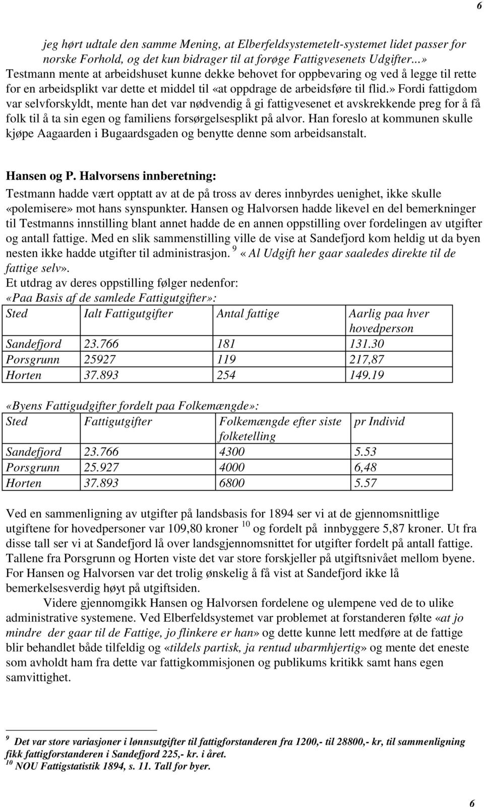 » Fordi fattigdom var selvforskyldt, mente han det var nødvendig å gi fattigvesenet et avskrekkende preg for å få folk til å ta sin egen og familiens forsørgelsesplikt på alvor.