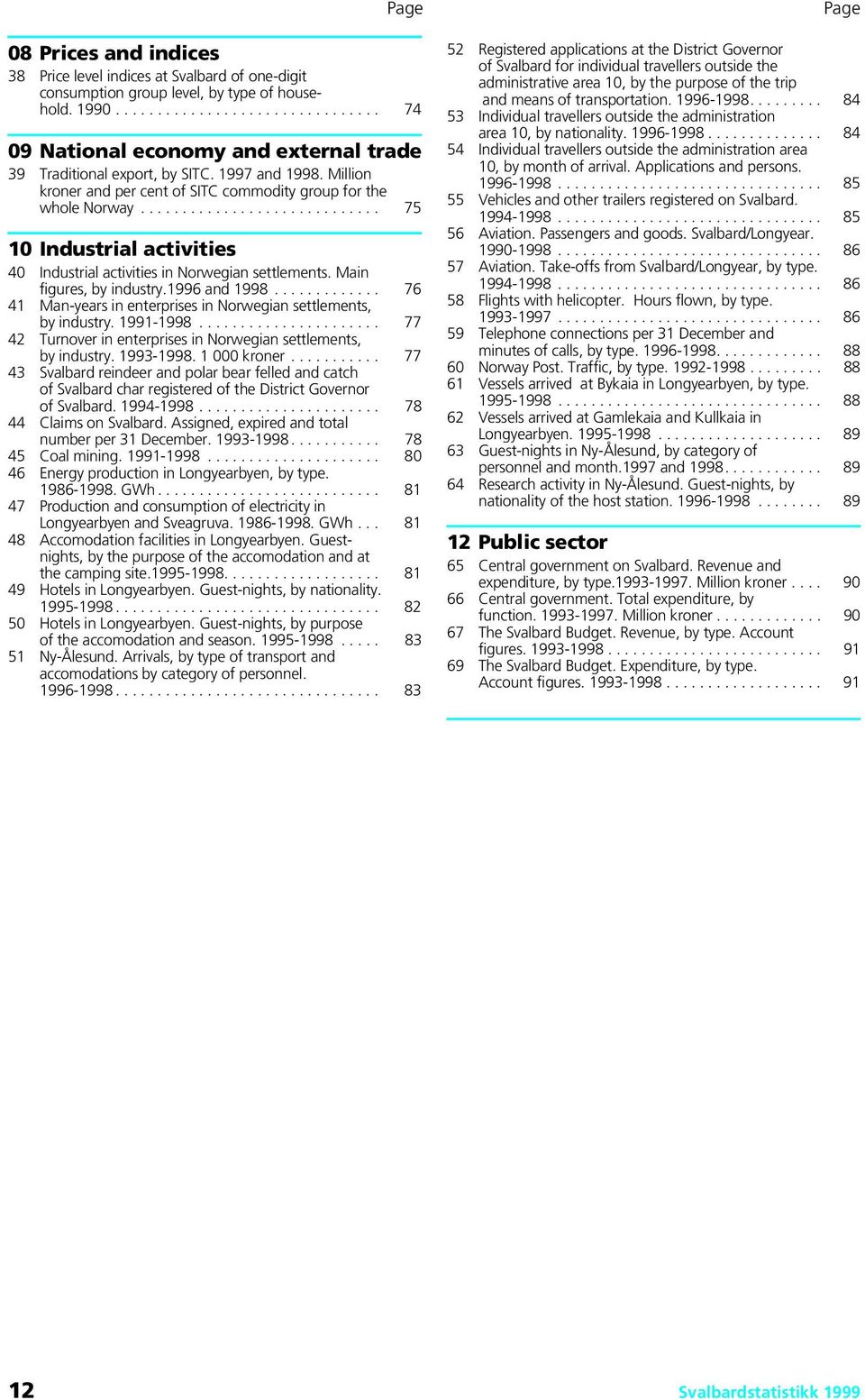 ............................ 75 10 Industrial activities 40 Industrial activities in Norwegian settlements. Main figures, by industry.1996 and 1998.