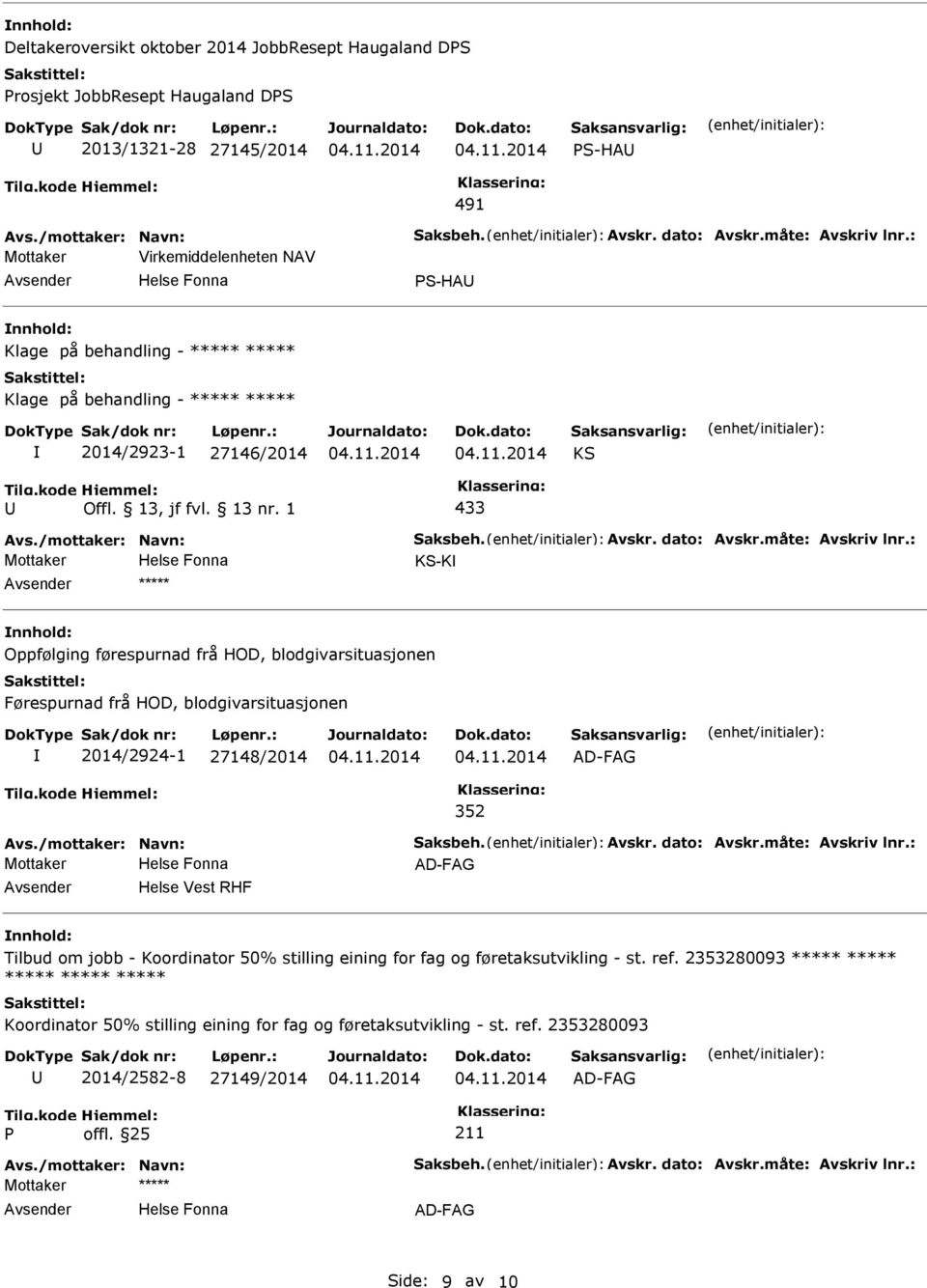 blodgivarsituasjonen 2014/2924-1 27148/2014 AD-FAG 352 AD-FAG Helse Vest RHF Tilbud om jobb - Koordinator 50% stilling eining for fag og føretaksutvikling - st. ref.