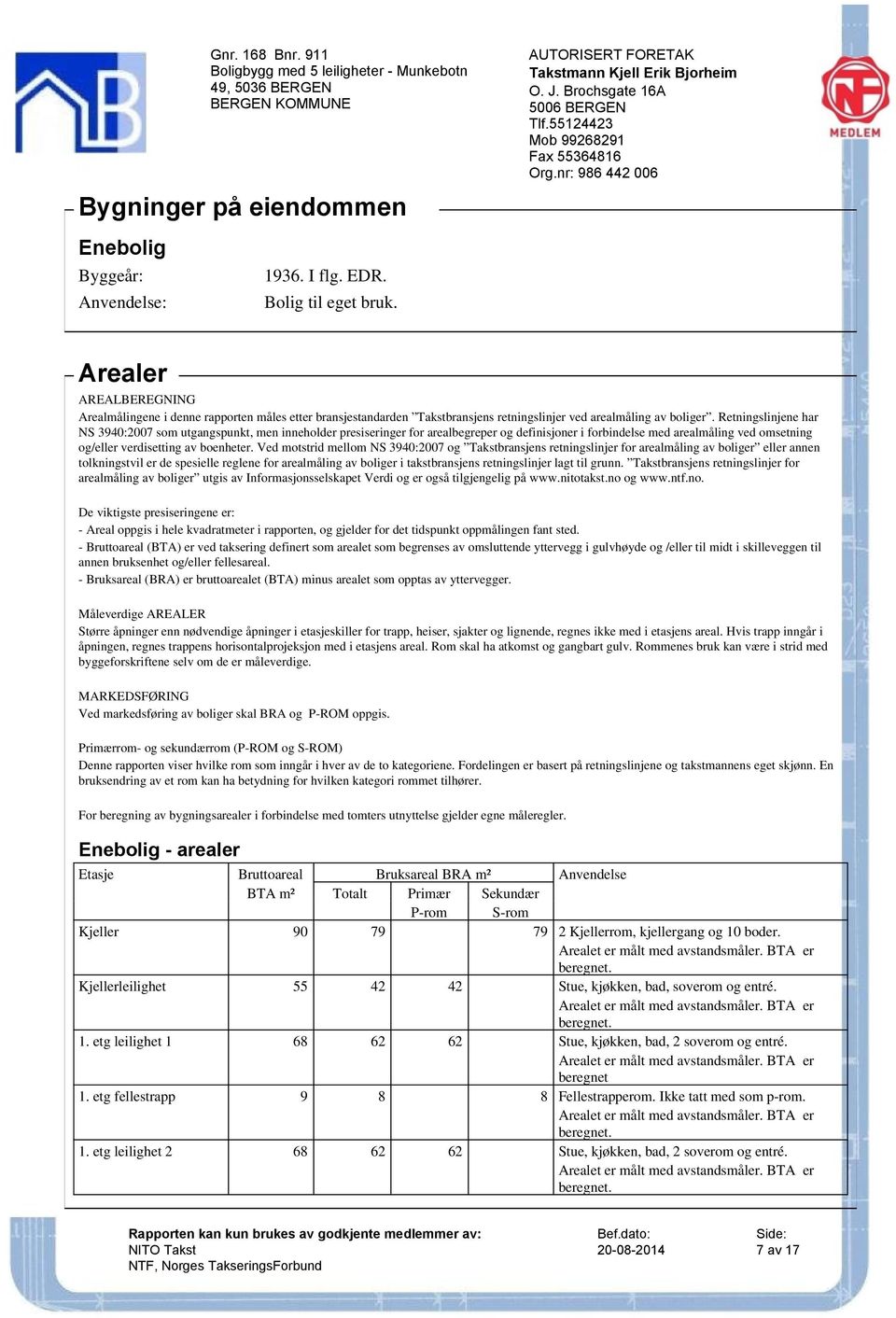 Retningslinjene har NS 3940:2007 som utgangspunkt, men inneholder presiseringer for arealbegreper og definisjoner i forbindelse med arealmåling ved omsetning og/eller verdisetting av boenheter.