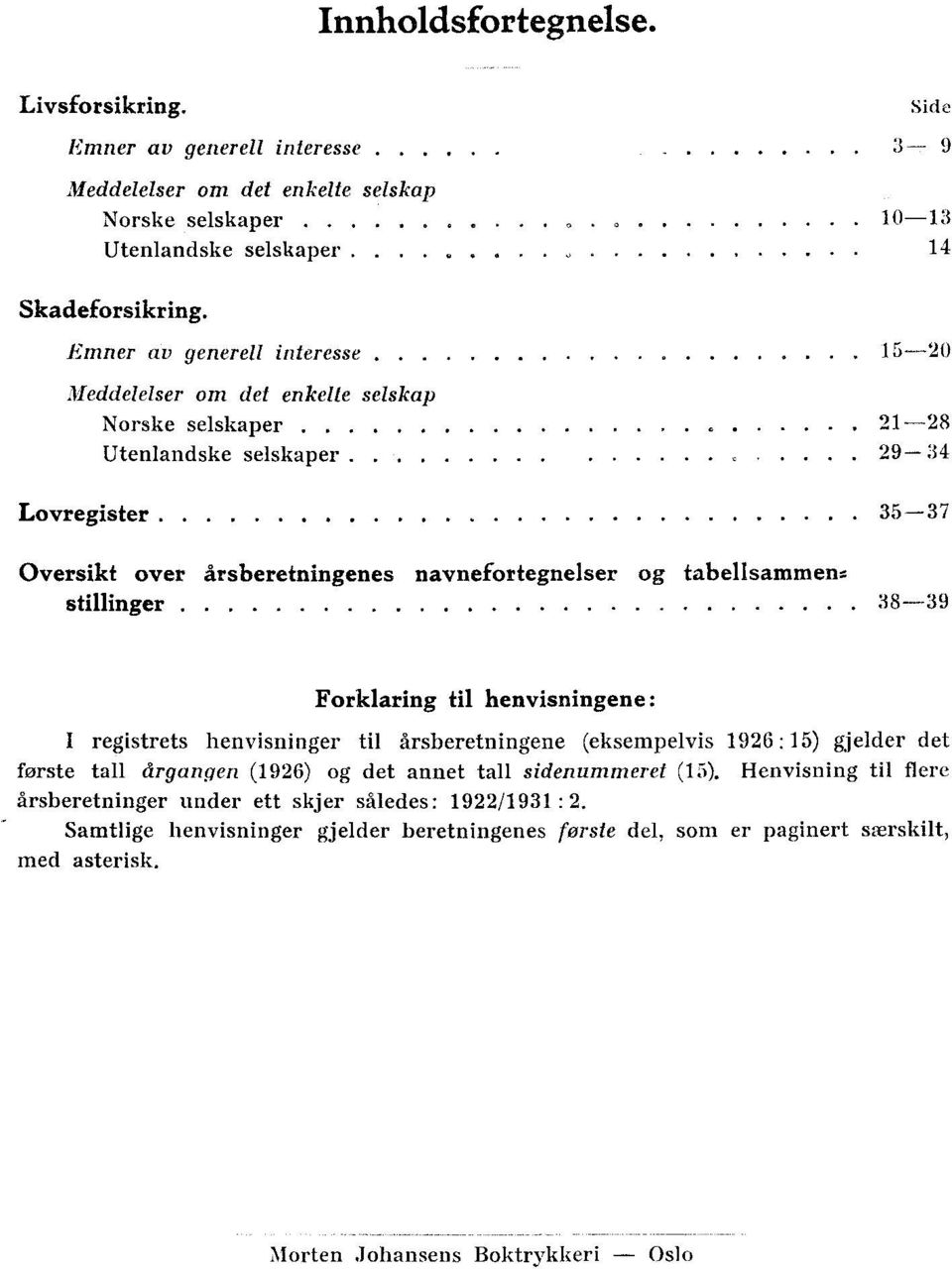 stillinger 38-39 Side Forklaring til henvisningene: I registrets henvisninger til årsberetningene (eksempelvis 1926 : 15) gjelder det forste tall årgangen (1926) og det annet tall sidenummeret