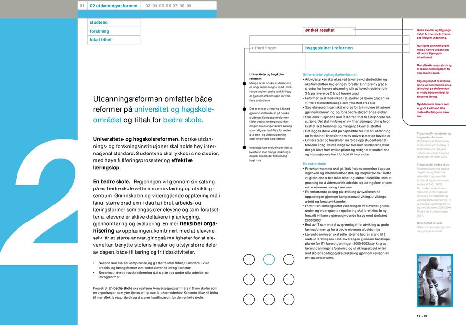 Universitets- og høgskolereformen. Norske utdannings- og forskningsinstitusjoner skal holde høy internasjonal standard.