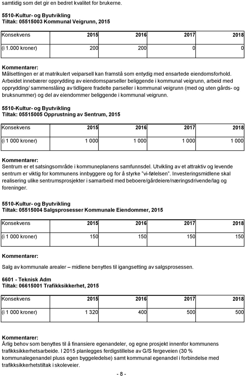 Arbeidet innebærer opprydding av eiendomsparseller beliggende i kommunal veigrunn, arbeid med opprydding/ sammenslåing av tidligere fradelte parseller i kommunal veigrunn (med og uten gårds- og