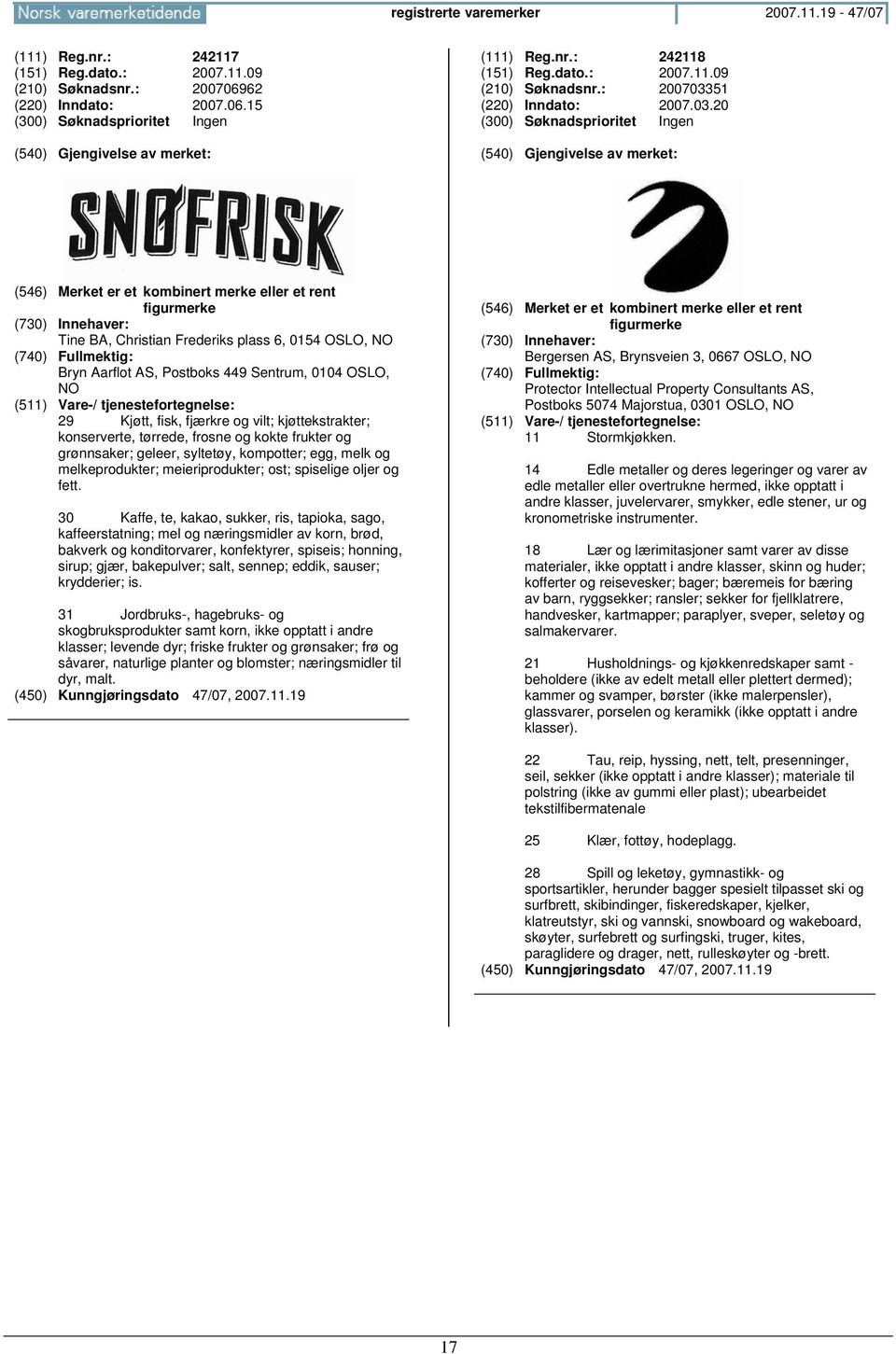 frukter og grønnsaker; geleer, syltetøy, kompotter; egg, melk og melkeprodukter; meieriprodukter; ost; spiselige oljer og fett.