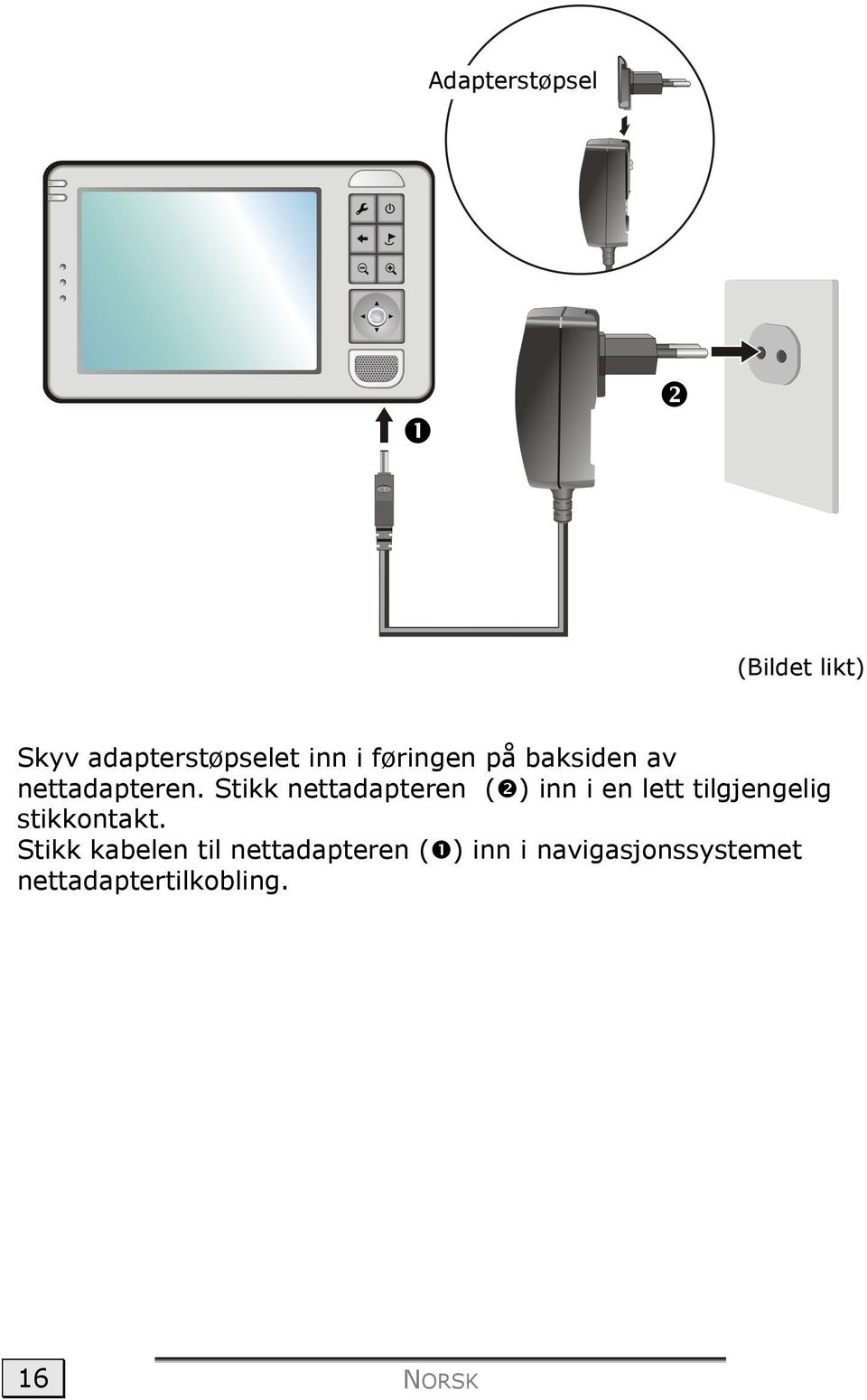 Stikk nettadapteren () inn i en lett tilgjengelig stikkontakt.