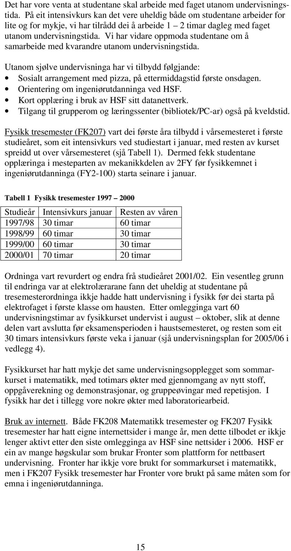 Vi har vidare oppmoda studentane om å samarbeide med kvarandre utanom undervisningstida.