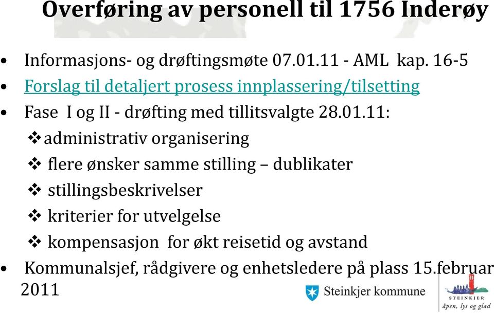 01.11: administrativ organisering flere ønsker samme stilling dublikater stillingsbeskrivelser kriterier