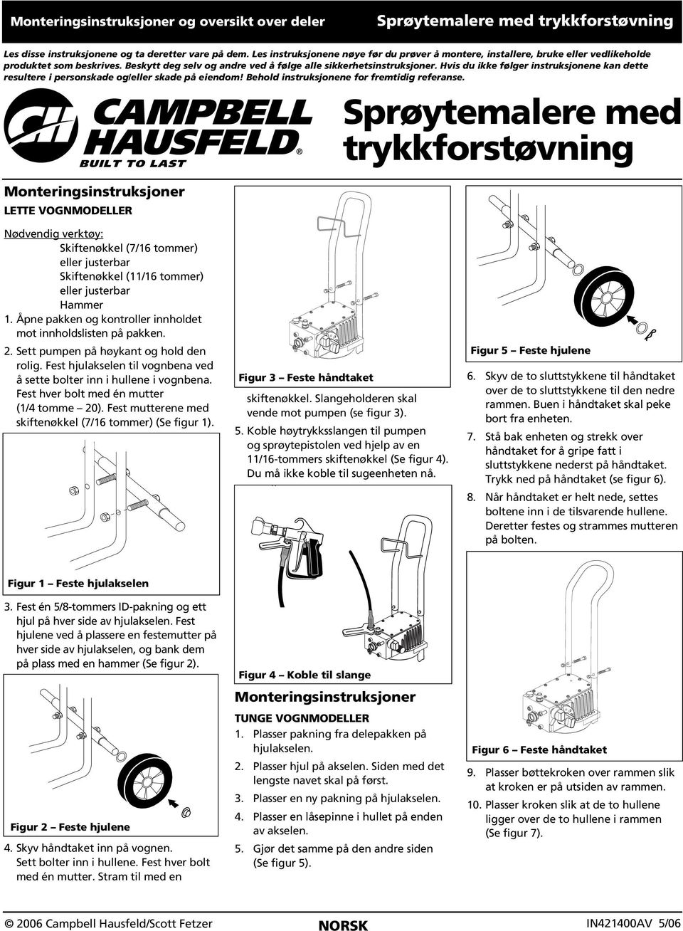 Hvis du ikke følger instruksjonene kan dette resultere i personskade og/eller skade på eiendom! Behold instruksjonene for fremtidig referanse.