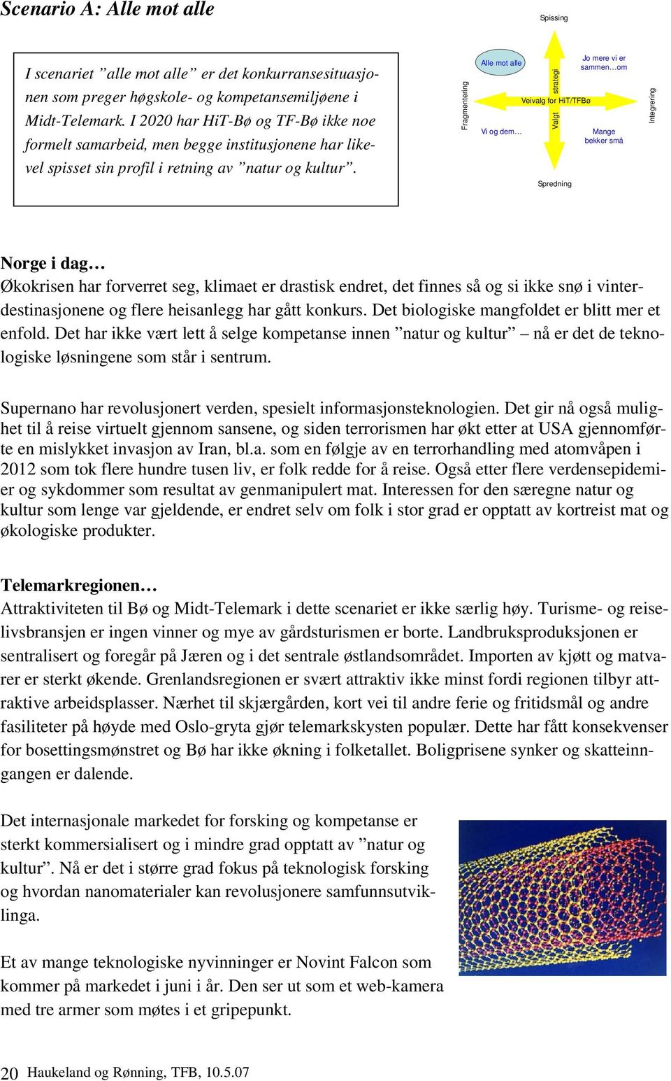 Fragmentering Alle mot alle Vi og dem Valgt strategi Veivalg for HiT/TFBø Jo mere vi er sammen om Mange bekker små Integrering Spredning Norge i dag Økokrisen har forverret seg, klimaet er drastisk