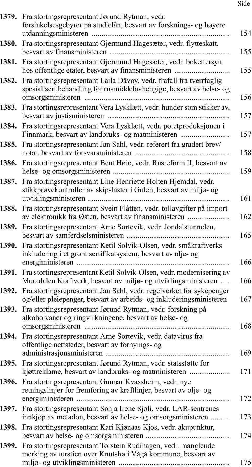 bokettersyn hos offentlige etater, besvart av finansministeren... 155 1382. Fra stortingsrepresentant Laila Dåvøy, vedr.