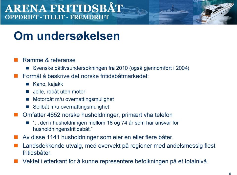 telefon den i husholdningen mellom 18 og 74 år som har ansvar for husholdningensfritidsbåt. Av disse 1141 husholdninger som eier en eller flere båter.