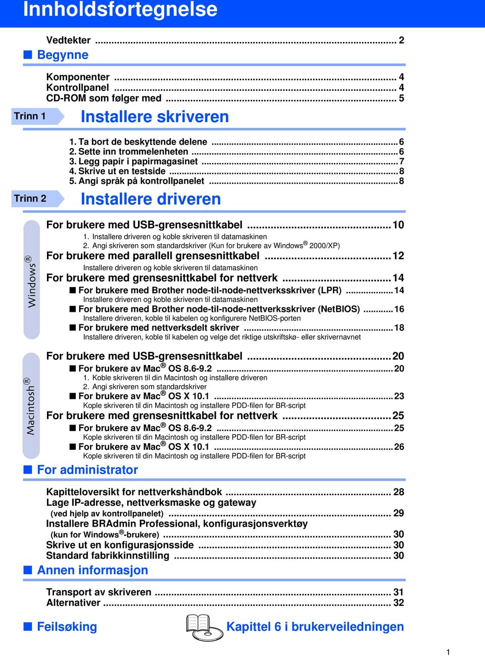 og koble skriveren til datamaskinen 2. Angi skriveren som standardskriver (Kun for brukere av 2000/XP) For brukere med parallell grensesnittkabel.