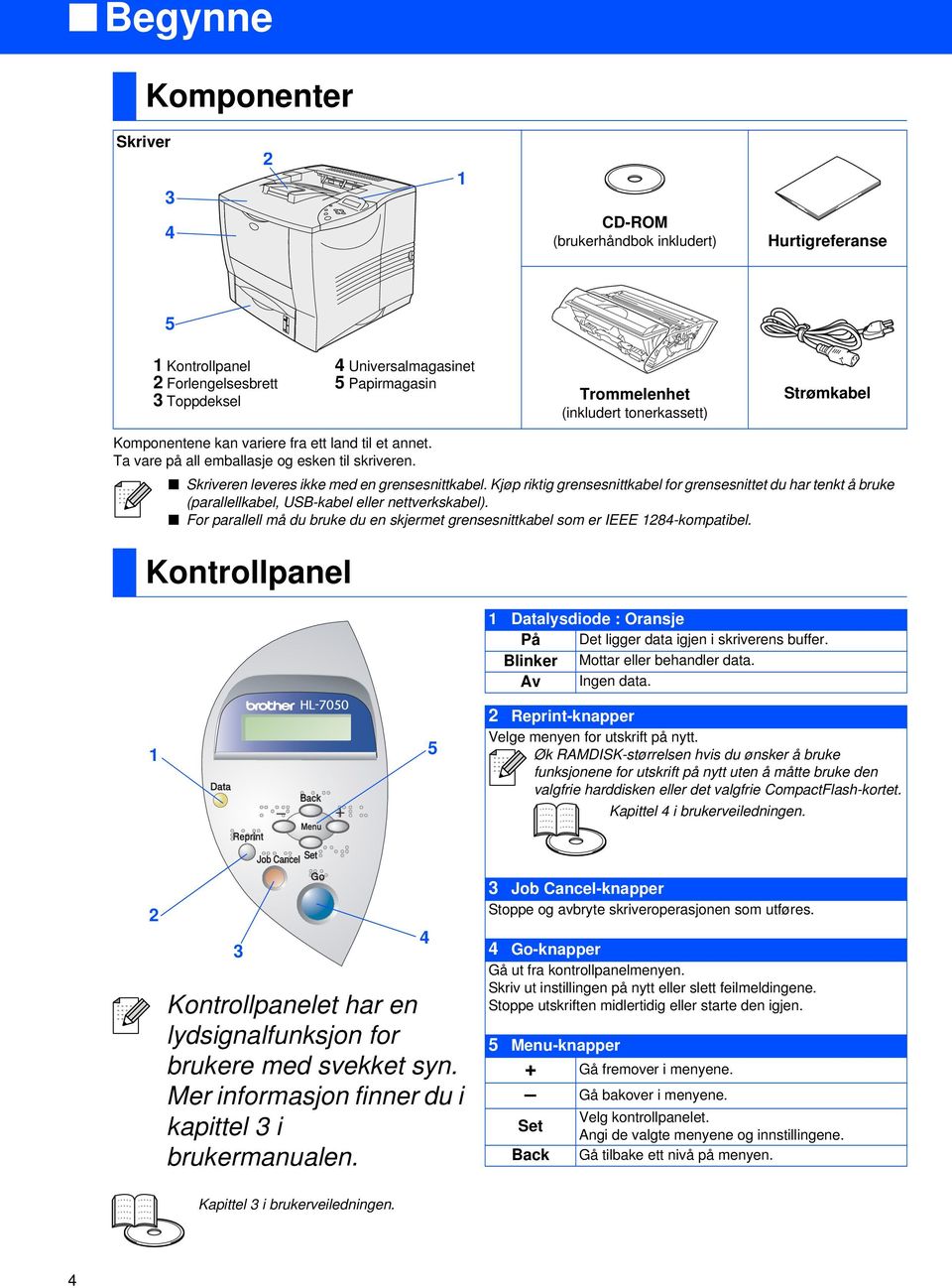 Kjøp riktig grensesnittkabel for grensesnittet du har tenkt å bruke (parallellkabel, USB-kabel eller nettverkskabel).