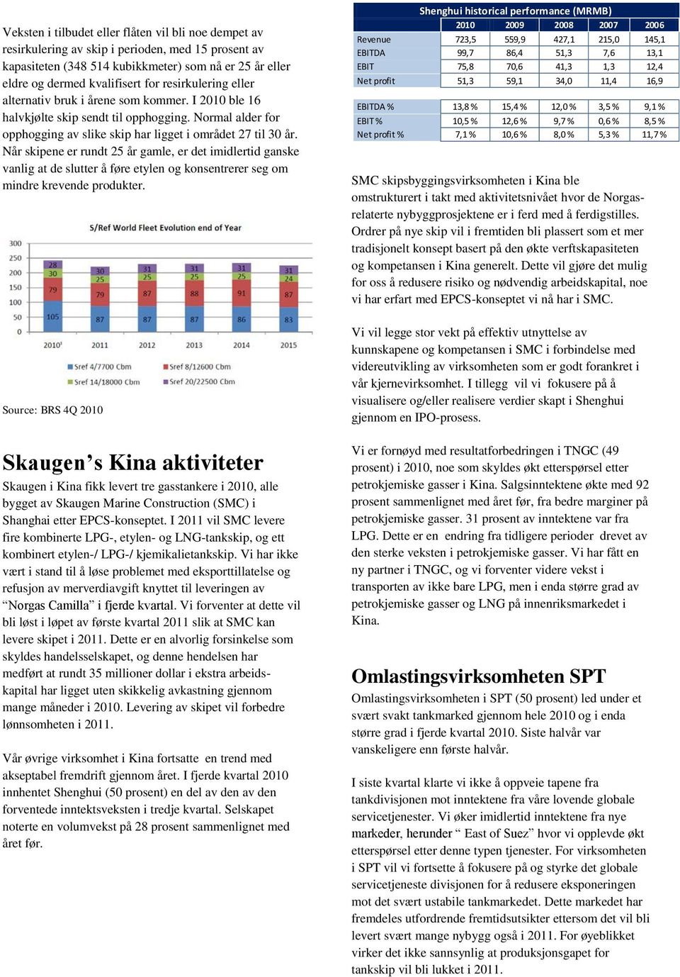 Når skipene er rundt 25 år gamle, er det imidlertid ganske vanlig at de slutter å føre etylen og konsentrerer seg om mindre krevende produkter.