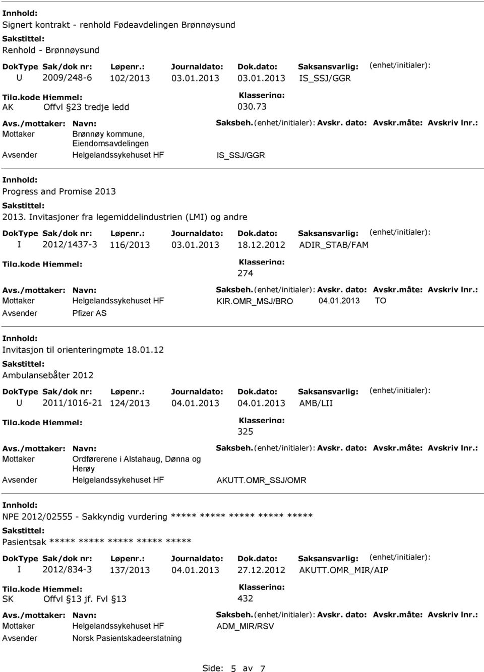 nvitasjoner fra legemiddelindustrien (LM) og andre 2012/1437-3 116/2013 18.12.2012 ADR_STAB/FAM 274 Avs./mottaker: Navn: Saksbeh. Avskr. dato: Avskr.måte: Avskriv lnr.: KR.