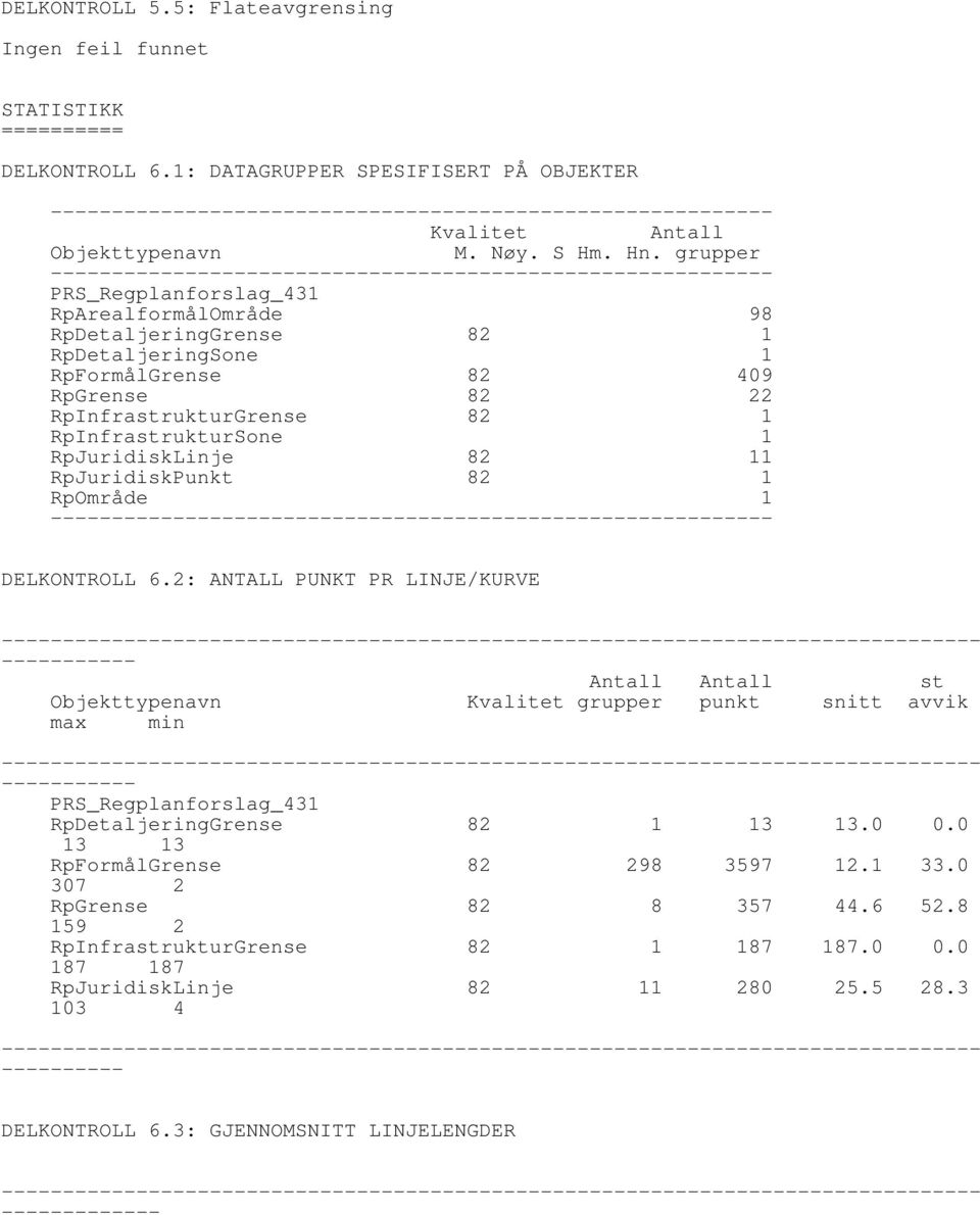 RpJuridiskLinje 82 11 RpJuridiskPunkt 82 1 RpOmråde 1 ------- DELKONTROLL 6.