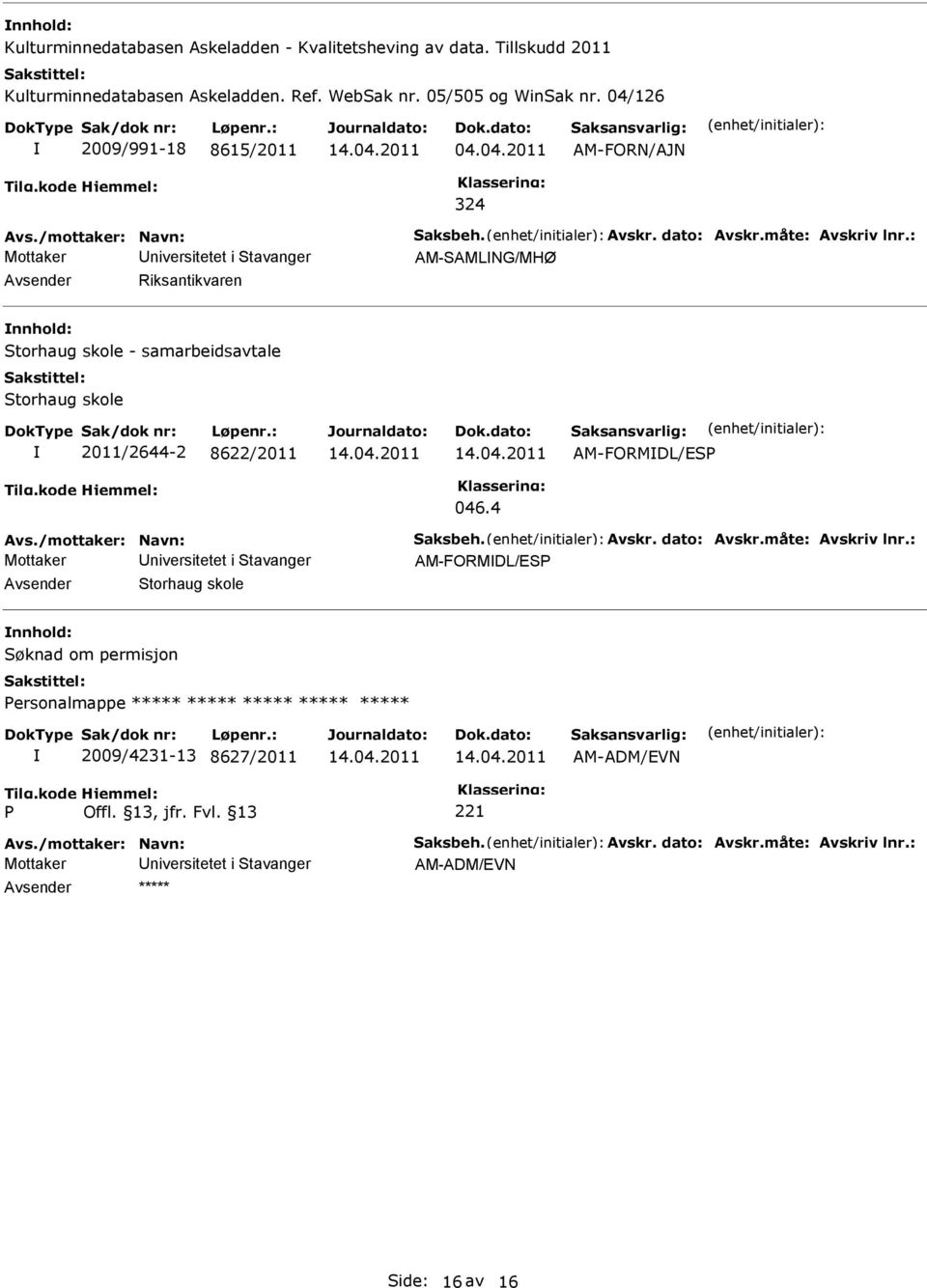 : AM-AMLNG/MHØ Riksantikvaren torhaug skole - samarbeidsavtale torhaug skole 2011/2644-2 8622/2011 AM-FORMDL/E 046.4 Avs./mottaker: Navn: aksbeh. Avskr. dato: Avskr.