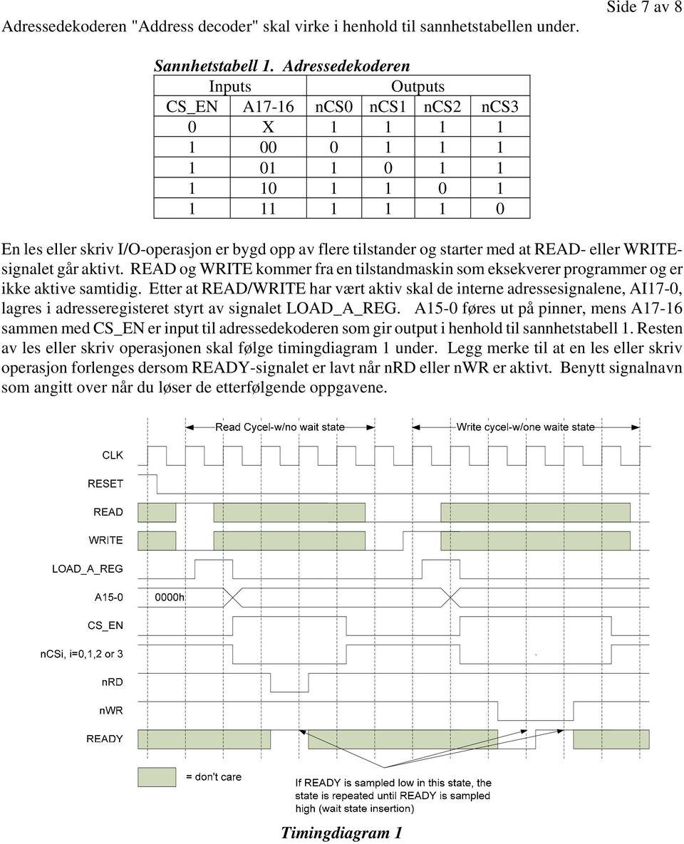 med at RE- eller WRITEsignalet går aktivt. RE og WRITE kommer fra en tilstandmaskin som eksekverer programmer og er ikke aktive samtidig.