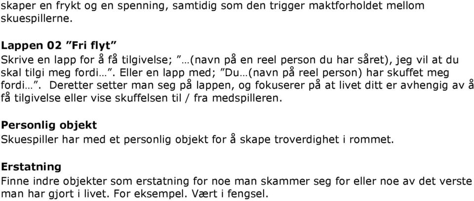 Eller en lapp med; Du (navn på reel person) har skuffet meg fordi.