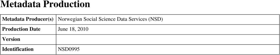 Data Services (NSD) Production Date