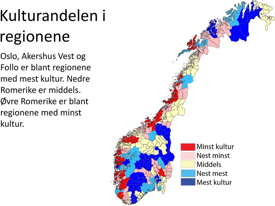 kultur. Nedre Romerike er middels.