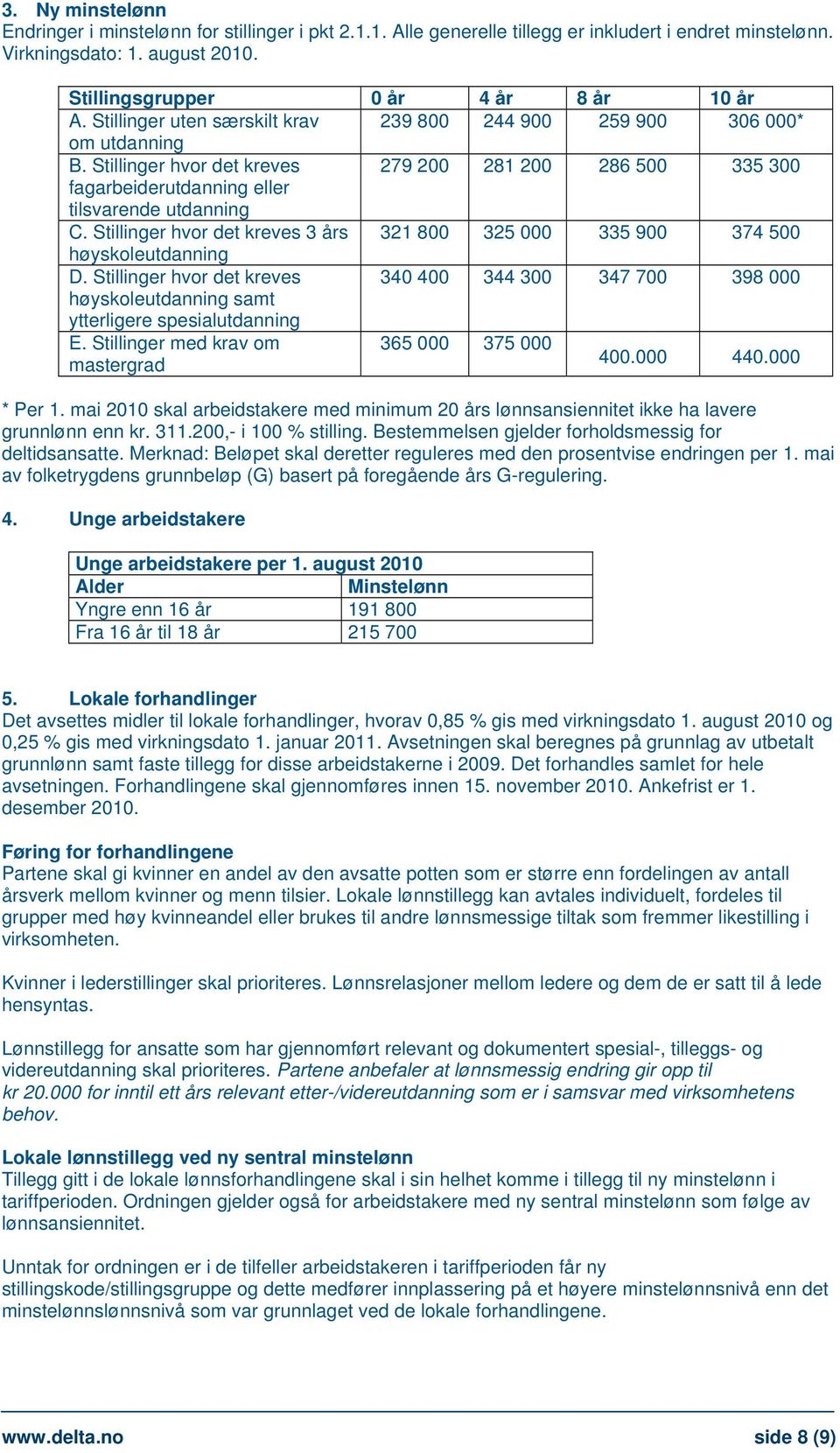 Stillinger hvor det kreves 3 års 321 800 325 000 335 900 374 500 høyskoleutdanning D. Stillinger hvor det kreves 340 400 344 300 347 700 398 000 høyskoleutdanning samt ytterligere spesialutdanning E.